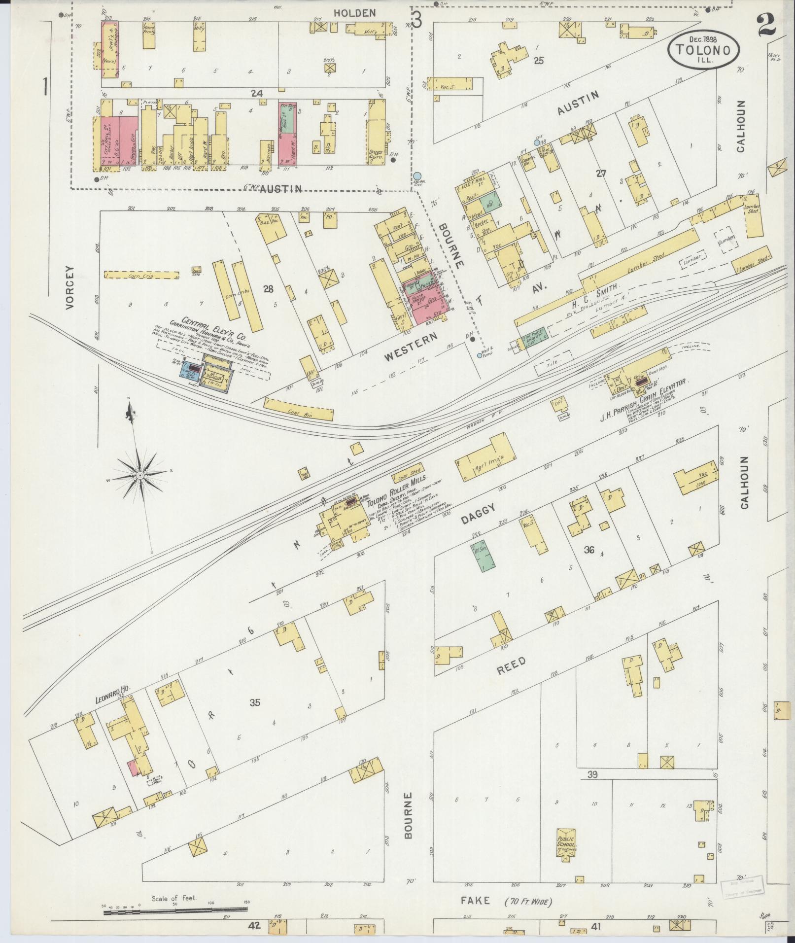 Sanborn Fire Insurance Map from Tolono, Champaign County, Illinois (1898), Sheet #0002 - Complete Map Set gallery image, historic Sanborn map, vintage wall art, Illinois Illinois