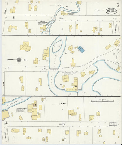 Sanborn Fire Insurance Map from Mexico, Oswego County, New York (1911), Sheet #0007 - Complete Map Set gallery image, historic Sanborn map, vintage wall art, New York New York