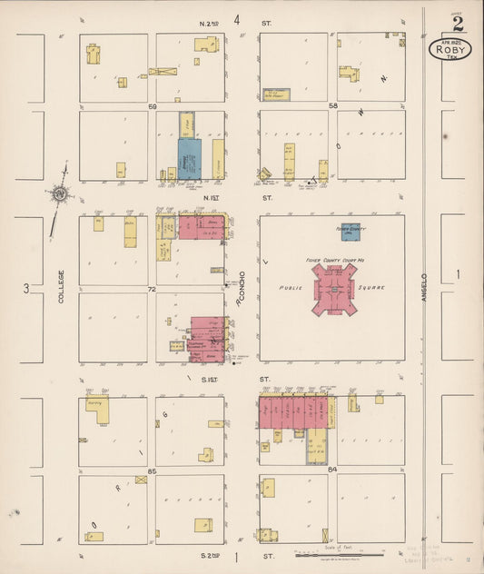 Sanborn Fire Insurance Map from Roby, Fisher County, Texas (1922), Sheet #0002 - Historic Sanborn Fire Insurance Map Print, vintage old map wall art, antique decor, genealogy gift, Texas Texas map