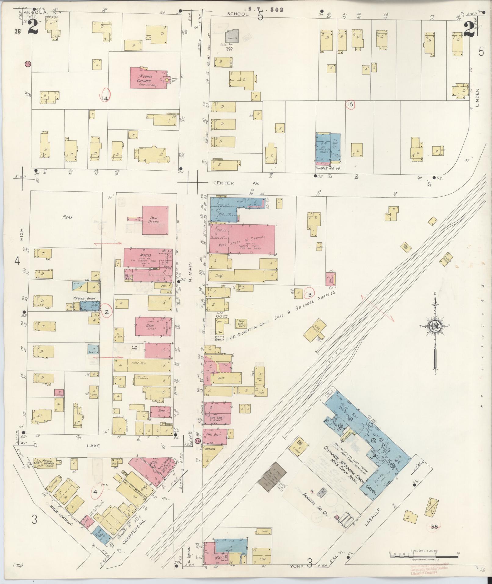 Sanborn Fire Insurance Map from Angola, Erie County, New York (1944), Sheet #0002 - Complete Map Set gallery image, historic Sanborn map, vintage wall art, New York New York