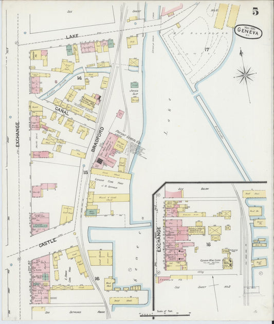 Sanborn Fire Insurance Map from Geneva, Ontario County, New York (1890), Sheet #0005 - Historic Sanborn Fire Insurance Map Print, vintage old map wall art, antique decor, genealogy gift, New York New York map