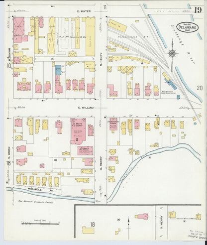 Sanborn Fire Insurance Map from Delaware, Delaware County, Ohio (1911), Sheet #0019 - Complete Map Set gallery image, historic Sanborn map, vintage wall art, Sanborn Fire Insurance Map from Delaware Delaware
