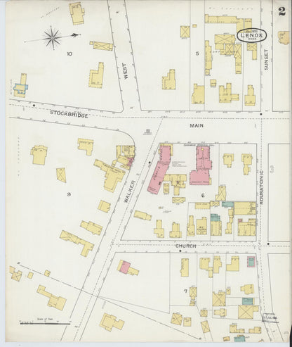 Sanborn Fire Insurance Map from Lenox, Berkshire County, Massachusetts (1893), Sheet #0002 - Complete Map Set gallery image, historic Sanborn map, vintage wall art, Massachusetts Massachusetts