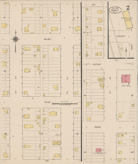Sanborn Fire Insurance Map from Noble, Cleveland County, Oklahoma (1922), Sheet #0002 - Historic Sanborn Fire Insurance Map Print, vintage old map wall art, antique decor, genealogy gift, Oklahoma Oklahoma map