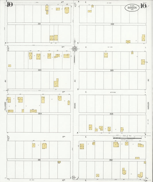 Sanborn Fire Insurance Map from Bandon, Coos County, Oregon (1925), Sheet #0010 - Historic Sanborn Fire Insurance Map Print, vintage old map wall art, antique decor, genealogy gift, Oregon Oregon map