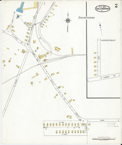 Sanborn Fire Insurance Map from Sheldon Springs, Franklin County, Vermont (1920), Sheet #0002 - Complete Map Set gallery image, historic Sanborn map, vintage wall art, Vermont Vermont