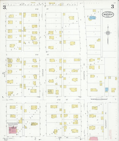 Sanborn Fire Insurance Map from Winthrop, Sibley County, Minnesota (1930), Sheet #0003 - Historic Sanborn Fire Insurance Map Print, vintage old map wall art, antique decor, genealogy gift, Minnesota Minnesota map
