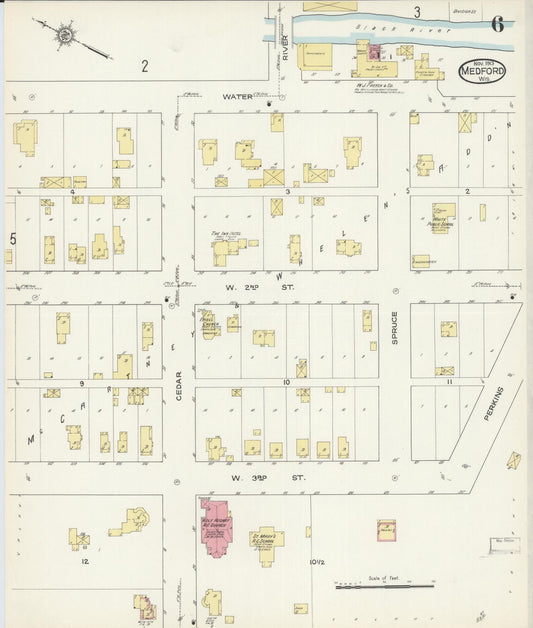 Sanborn Fire Insurance Map from Medford, Taylor County, Wisconsin (1913), Sheet #0006 - Historic Sanborn Fire Insurance Map Print, vintage old map wall art, antique decor, genealogy gift, Wisconsin Wisconsin map