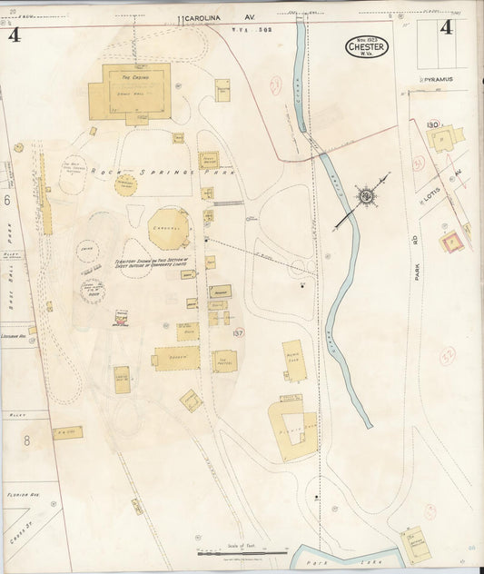 Sanborn Fire Insurance Map from Chester, Hancock County, West Virginia (1942), Sheet #0004 - Historic Sanborn Fire Insurance Map Print, vintage old map wall art, antique decor, genealogy gift, West Virginia West Virginia map