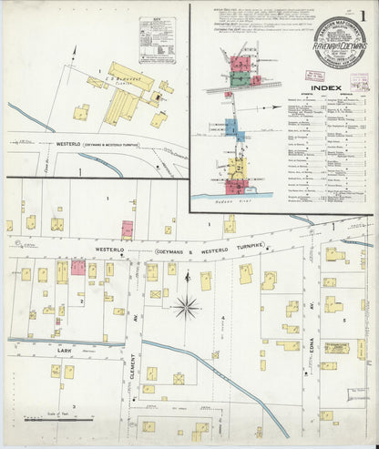 Sanborn Fire Insurance Map from Ravena, Albany County, New York (1909), Sheet #0001 - Complete Map Set gallery image, historic Sanborn map, vintage wall art, New York New York
