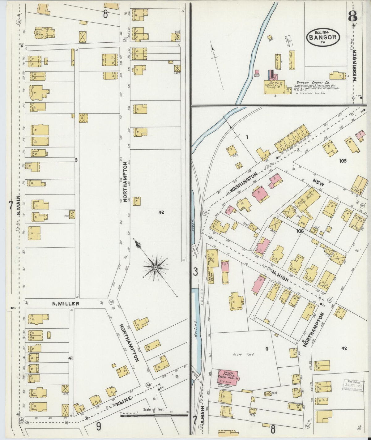 Sanborn Fire Insurance Map from Bangor, Northampton County, Pennsylvania (1904), Sheet #0008 - Complete Map Set gallery image, historic Sanborn map, vintage wall art, Pennsylvania Pennsylvania