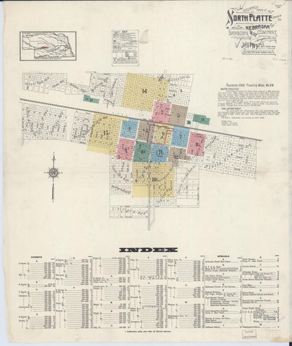 Sanborn Fire Insurance Map from North Platte, Lincoln County, Nebraska (1915), Sheet #0001 - Complete Map Set gallery image, historic Sanborn map, vintage wall art, Nebraska Nebraska
