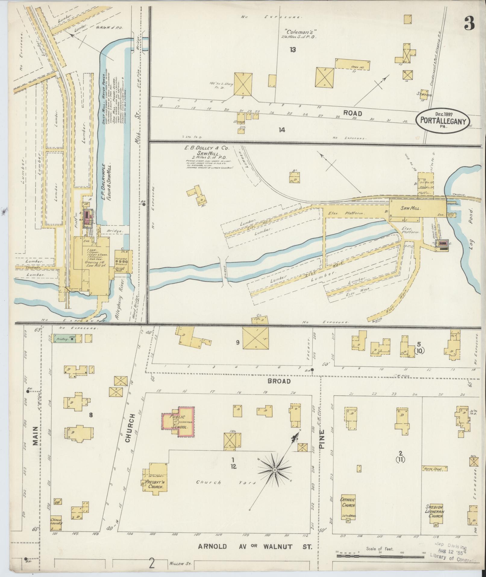 Sanborn Fire Insurance Map from Port Allegany, McKean County, Pennsylvania (1897), Sheet #0003 - Complete Map Set gallery image, historic Sanborn map, vintage wall art, Pennsylvania Pennsylvania
