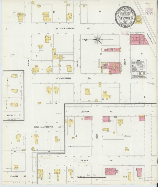 Sanborn Fire Insurance Map from Tavares, Lake County, Florida (1906), Sheet #0001 - Historic Sanborn Fire Insurance Map Print, vintage old map wall art, antique decor, genealogy gift, Florida Florida map