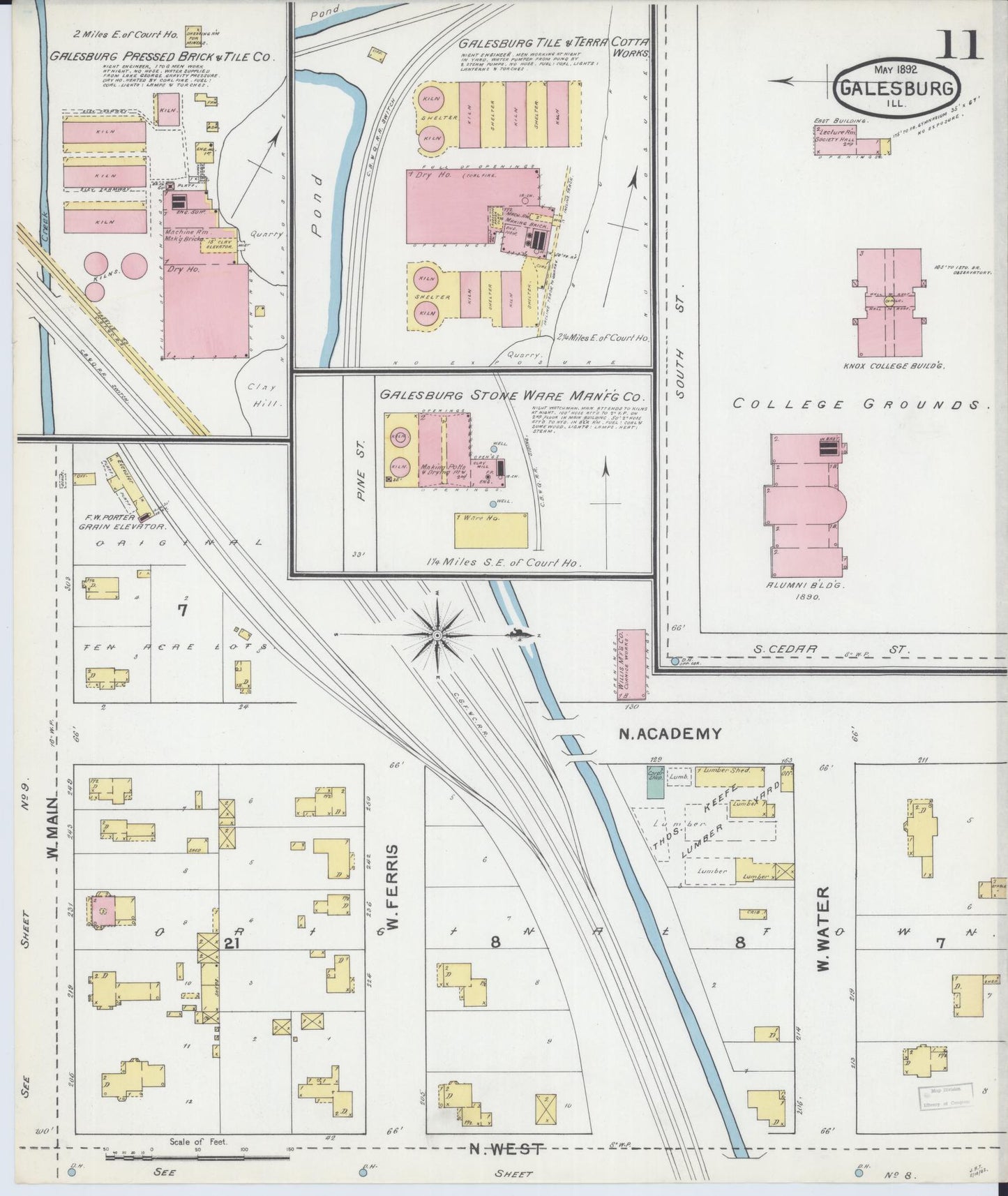 Sanborn Fire Insurance Map from Galesburg, Knox County, Illinois (1892), Sheet #0011 - Historic Sanborn Fire Insurance Map Print, vintage old map wall art, antique decor, genealogy gift, Illinois Illinois map