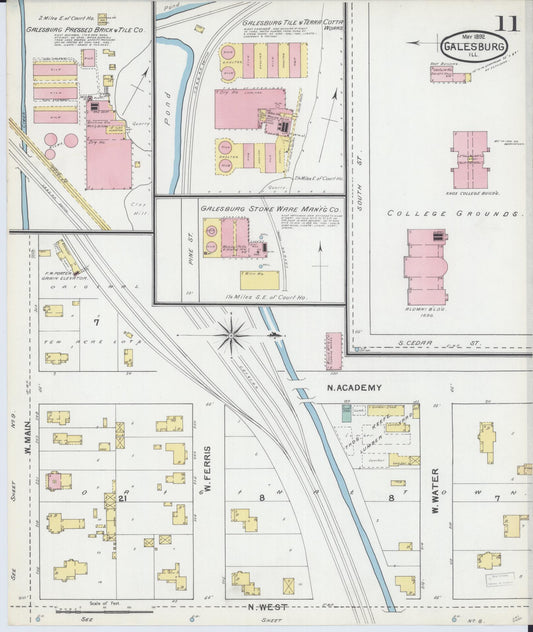Sanborn Fire Insurance Map from Galesburg, Knox County, Illinois (1892), Sheet #0011 - Historic Sanborn Fire Insurance Map Print, vintage old map wall art, antique decor, genealogy gift, Illinois Illinois map