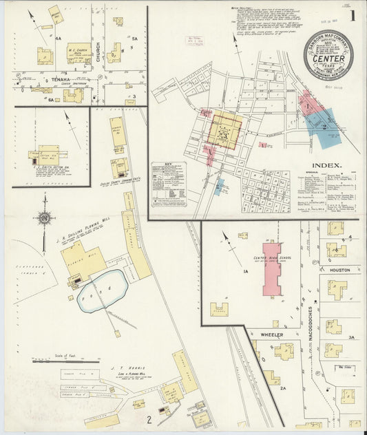 Sanborn Fire Insurance Map from Center, Shelby County, Texas (1912), Sheet #0001 - Historic Sanborn Fire Insurance Map Print, vintage old map wall art, antique decor, genealogy gift, Texas Texas map