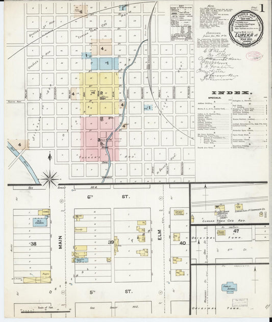 Sanborn Fire Insurance Map from Eureka, Greenwood County, Kansas (1890), Sheet #0001 - Complete Map Set gallery image, historic Sanborn map, vintage wall art, Kansas Kansas