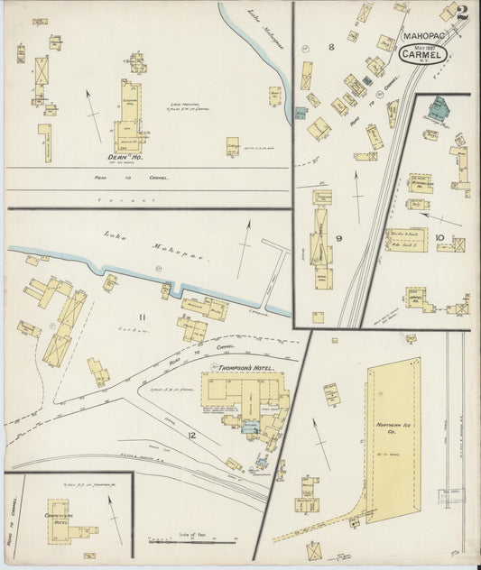 Sanborn Fire Insurance Map from Carmel, Putnam County, New York (1887), Sheet #0002 - Historic Sanborn Fire Insurance Map Print, vintage old map wall art, antique decor, genealogy gift, New York New York map