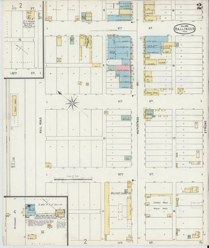 Sanborn Fire Insurance Map from Ballinger, Runnels County, Texas (1896), Sheet #0002 - Complete Map Set gallery image, historic Sanborn map, vintage wall art, Texas Texas