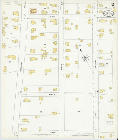 Sanborn Fire Insurance Map from Canisteo, Steuben County, New York (1909), Sheet #0002 - Complete Map Set gallery image, historic Sanborn map, vintage wall art, New York New York