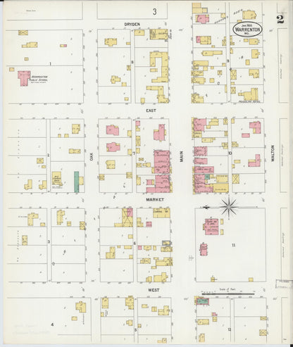 Sanborn Fire Insurance Map from Warrenton, Warren County, Missouri (1900), Sheet #0002 - Historic Sanborn Fire Insurance Map Print, vintage old map wall art, antique decor, genealogy gift, Missouri Missouri map