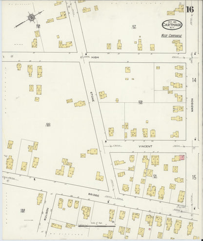 Sanborn Fire Insurance Map from Carthage, Jefferson County, New York (1915), Sheet #0016 - Complete Map Set gallery image, historic Sanborn map, vintage wall art, New York New York