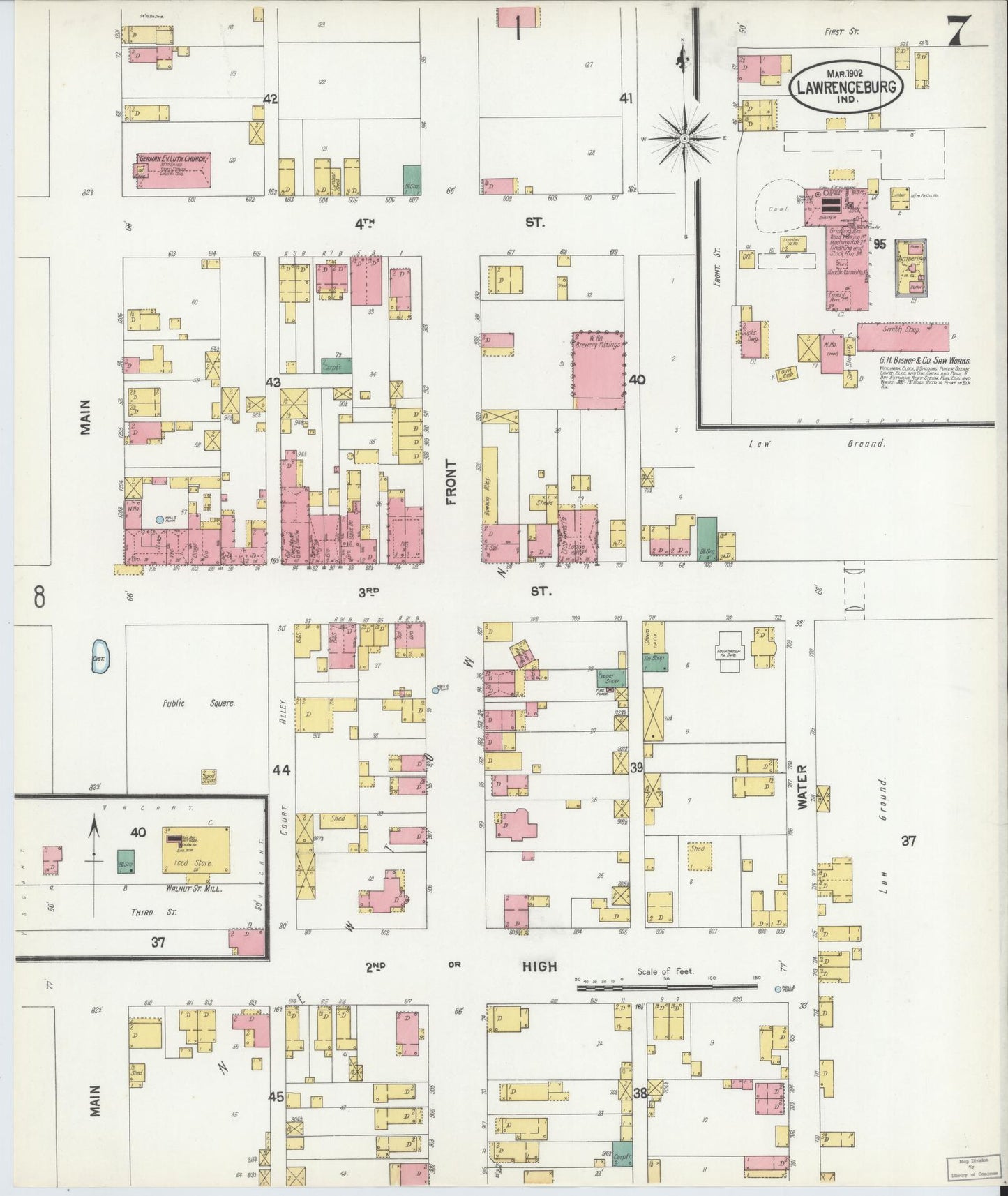 Sanborn Fire Insurance Map from Lawrenceburg, Dearborn County, Indiana (1902), Sheet #0007 - Complete Map Set gallery image, historic Sanborn map, vintage wall art, Indiana Indiana