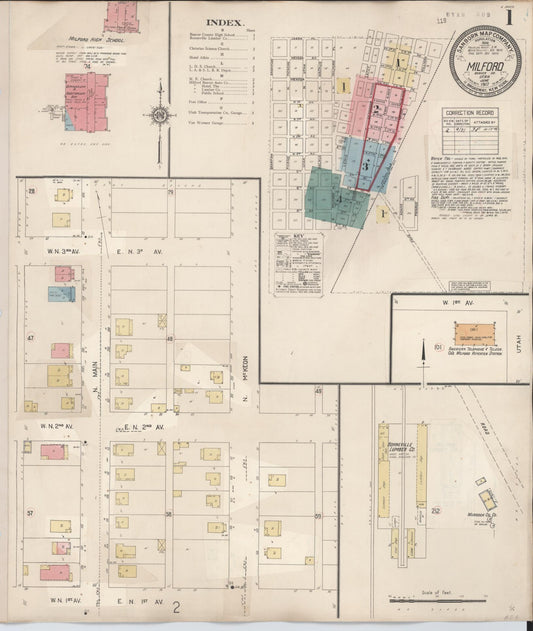 Sanborn Fire Insurance Map from Milford, Beaver County, Utah (1931), Sheet #0001 - Complete Map Set gallery image, historic Sanborn map, vintage wall art, Utah Utah