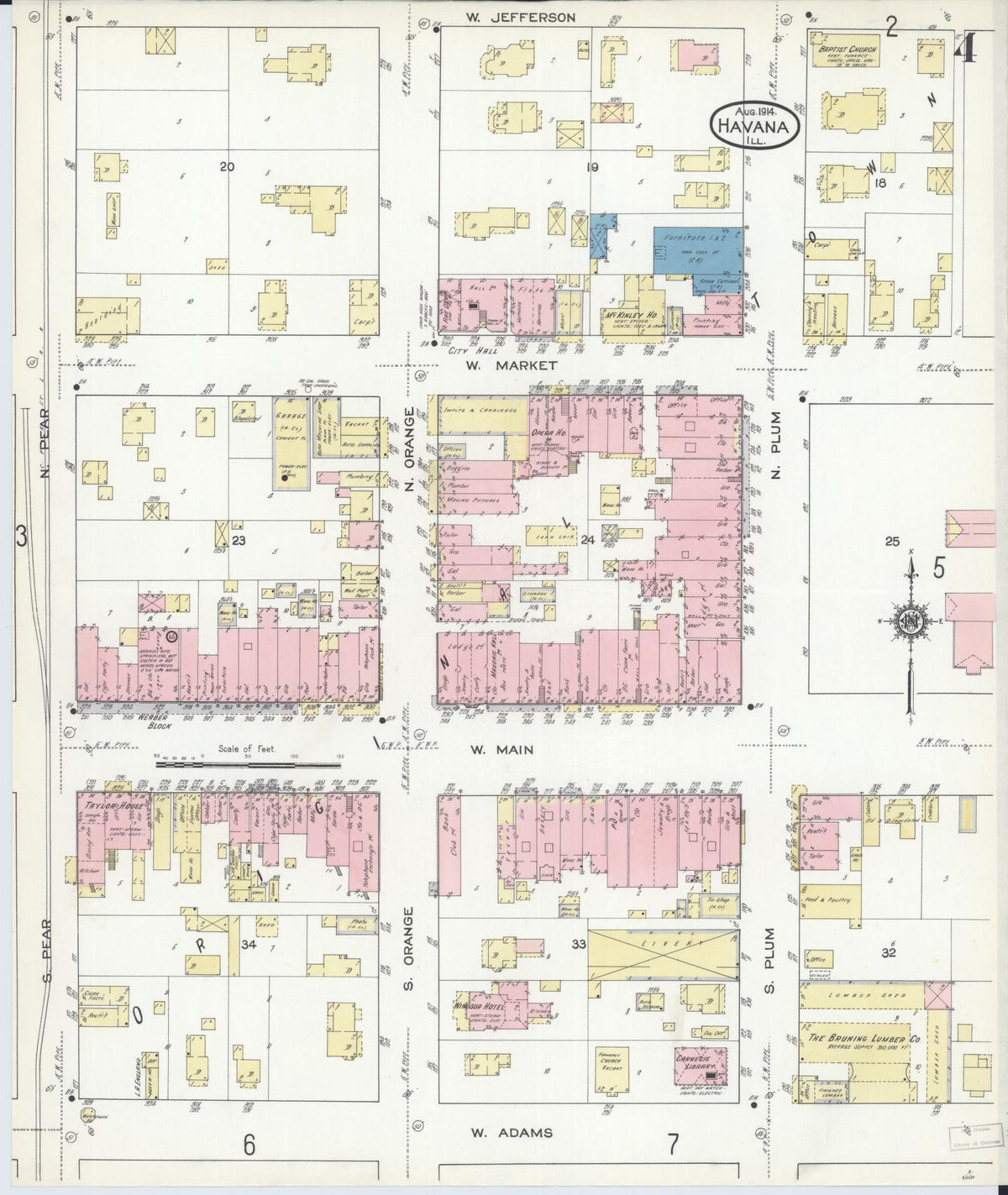 Sanborn Fire Insurance Map from Havana, Mason County, Illinois (1914), Sheet #0004 - Historic Sanborn Fire Insurance Map Print, vintage old map wall art, antique decor, genealogy gift, Illinois Illinois map