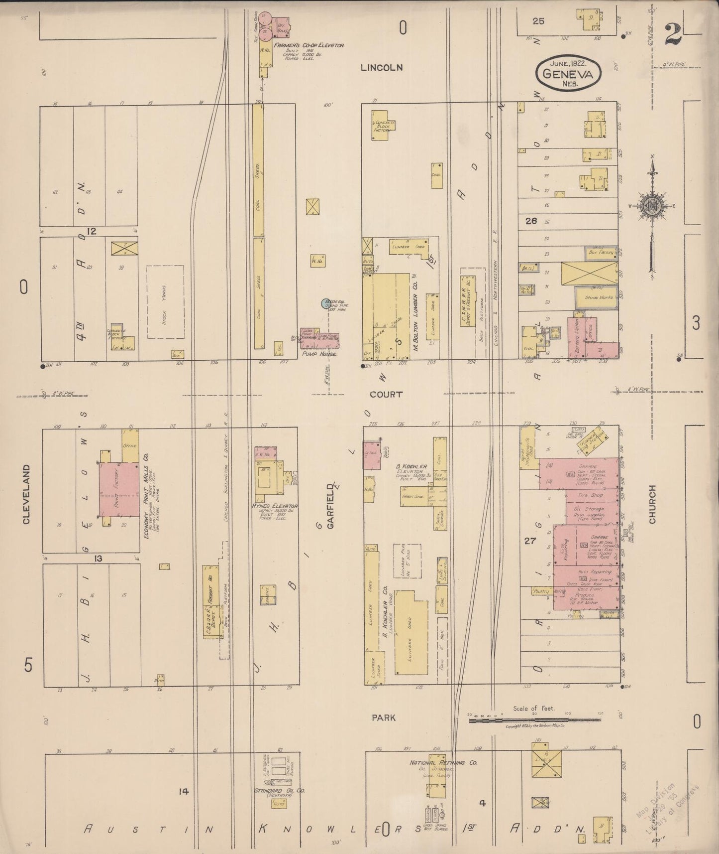Sanborn Fire Insurance Map from Geneva, Fillmore County, Nebraska (1922), Sheet #0002 - Complete Map Set gallery image, historic Sanborn map, vintage wall art, Nebraska Nebraska