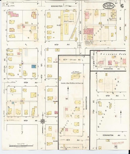 Sanborn Fire Insurance Map from Eldora, Hardin County, Iowa (1940), Sheet #0006 - Historic Sanborn Fire Insurance Map Print, vintage old map wall art
