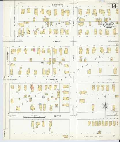 Sanborn Fire Insurance Map from Owosso, Shiawassee County, Michigan (1908), Sheet #0014 - Complete Map Set gallery image, historic Sanborn map, vintage wall art, Michigan Michigan