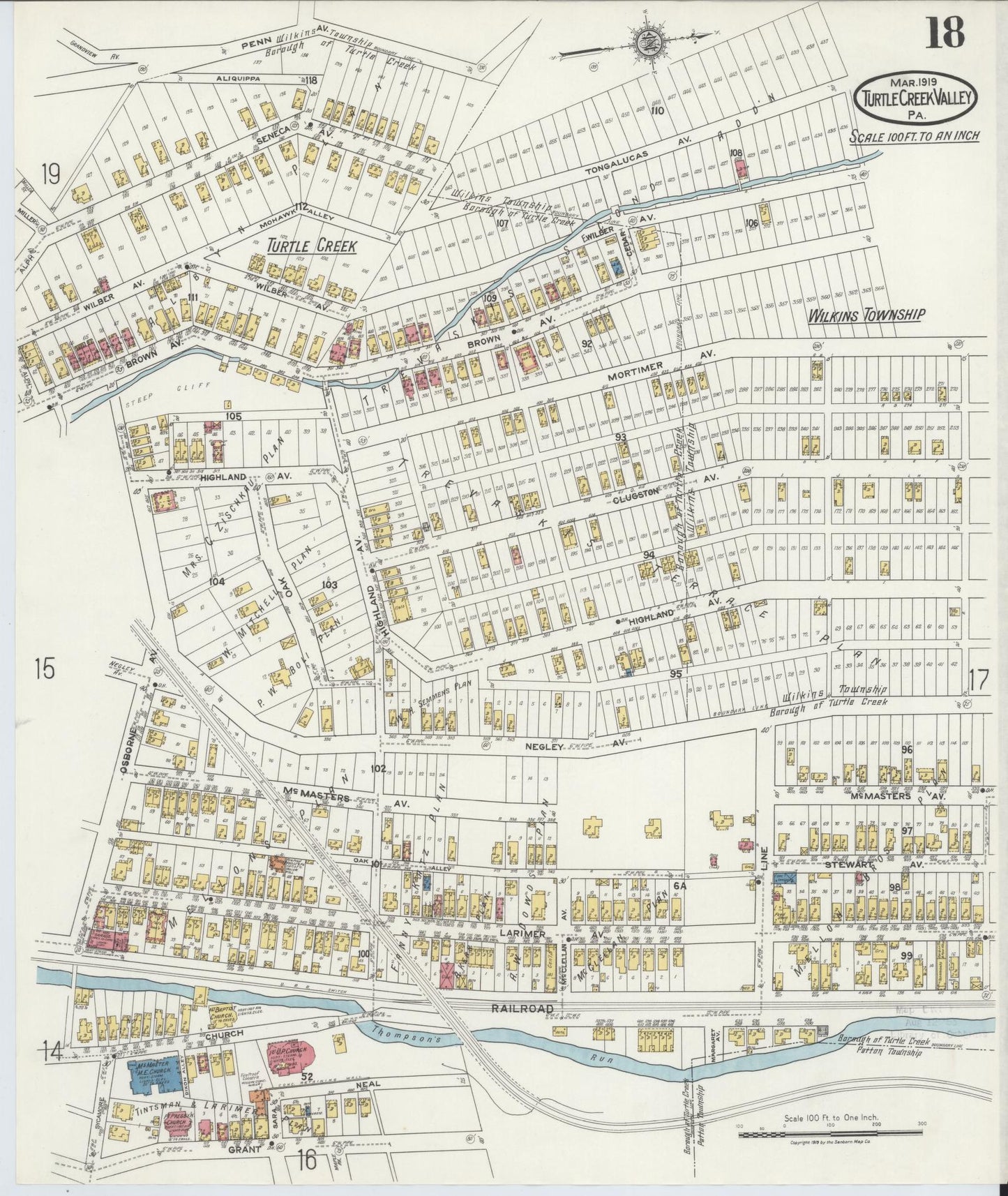 Sanborn Fire Insurance Map from Turtle Creek Valley, Allegheny County, Pennsylvania (1919), Sheet #0018 - Complete Map Set gallery image, historic Sanborn map, vintage wall art, Pennsylvania Pennsylvania