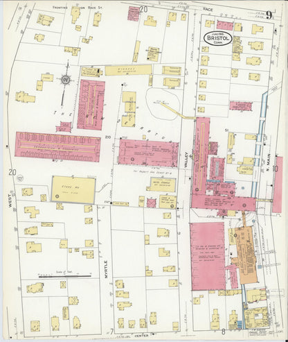 Sanborn Fire Insurance Map from Bristol, Hartford County, Connecticut (1916), Sheet #0009 - Complete Map Set gallery image, historic Sanborn map, vintage wall art, Connecticut Connecticut