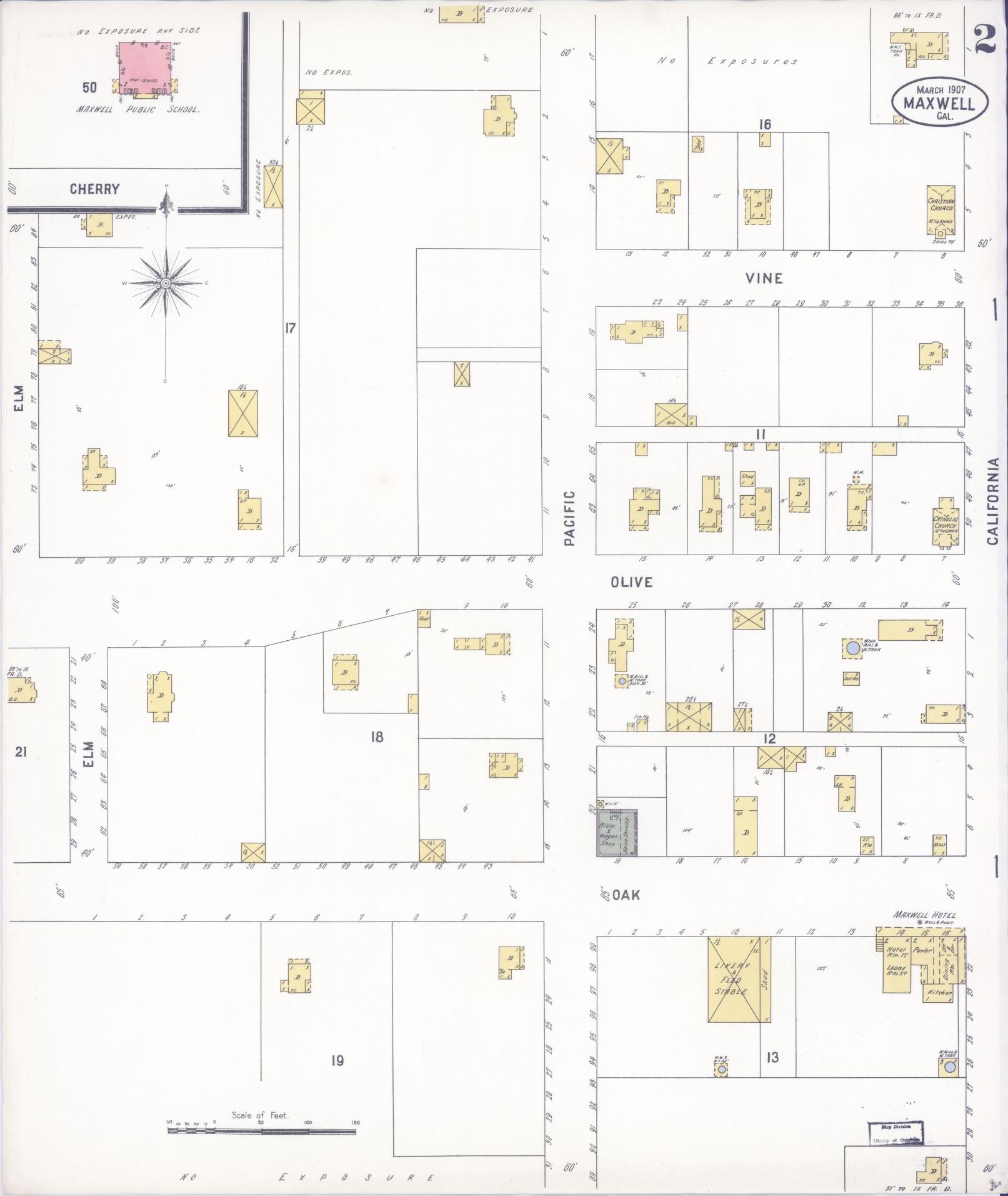 Sanborn Fire Insurance Map from Maxwell, Colusa County, California (1907), Sheet #0002 - Historic Sanborn Fire Insurance Map Print, vintage old map wall art, antique decor, genealogy gift, California California map