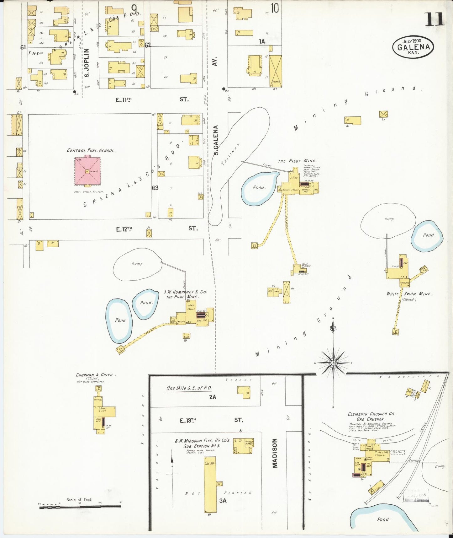 Sanborn Fire Insurance Map from Galena, Cherokee County, Kansas (1900), Sheet #0011 - Complete Map Set gallery image, historic Sanborn map, vintage wall art, Kansas Kansas