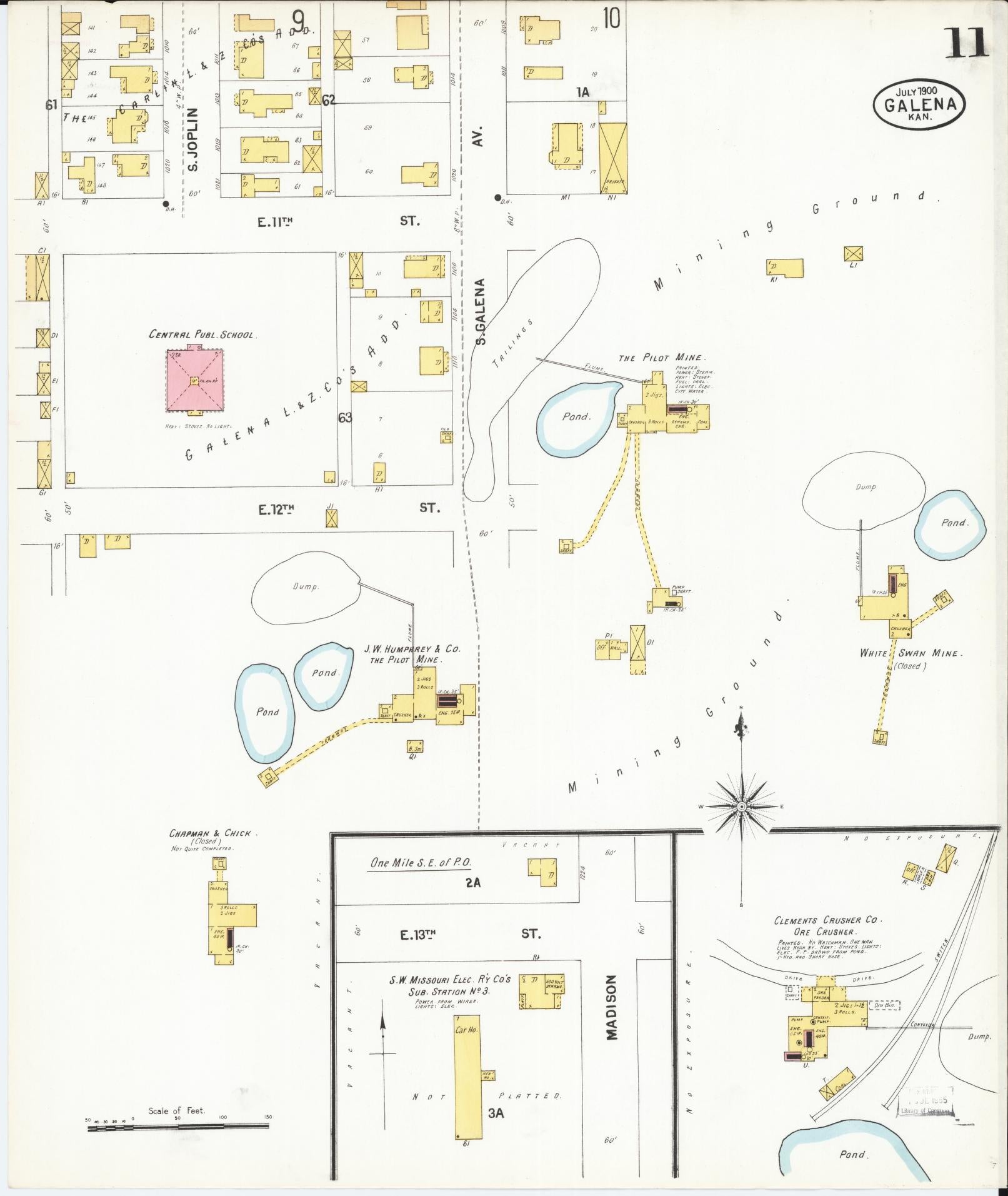 Sanborn Fire Insurance Map from Galena, Cherokee County, Kansas (1900), Sheet #0011 - Complete Map Set gallery image, historic Sanborn map, vintage wall art, Kansas Kansas