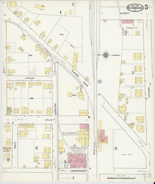 Sanborn Fire Insurance Map from Bainbridge, Decatur County, Georgia (1916), Sheet #0005 - Historic Sanborn Fire Insurance Map Print, vintage old map wall art, antique decor, genealogy gift, Georgia Georgia map