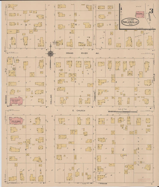 Sanborn Fire Insurance Map from Fowlerville, Livingston County, Michigan (1922), Sheet #0003 - Historic Sanborn Fire Insurance Map Print, vintage old map wall art, antique decor, genealogy gift, Michigan Michigan map