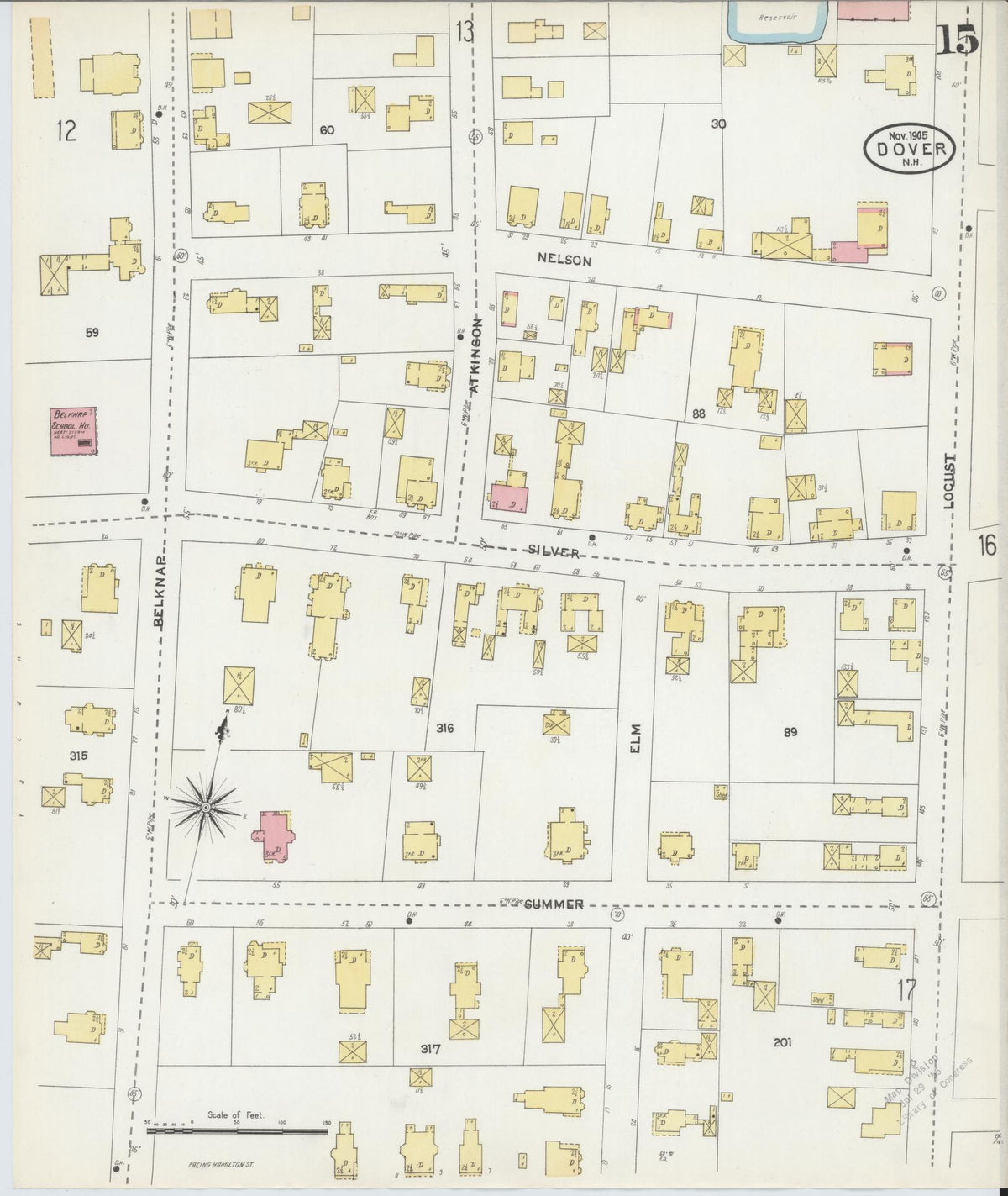 Sanborn Fire Insurance Map from Dover, Strafford County, New Hampshire (1905), Sheet #0015 - Complete Map Set gallery image, historic Sanborn map, vintage wall art, New Hampshire New Hampshire