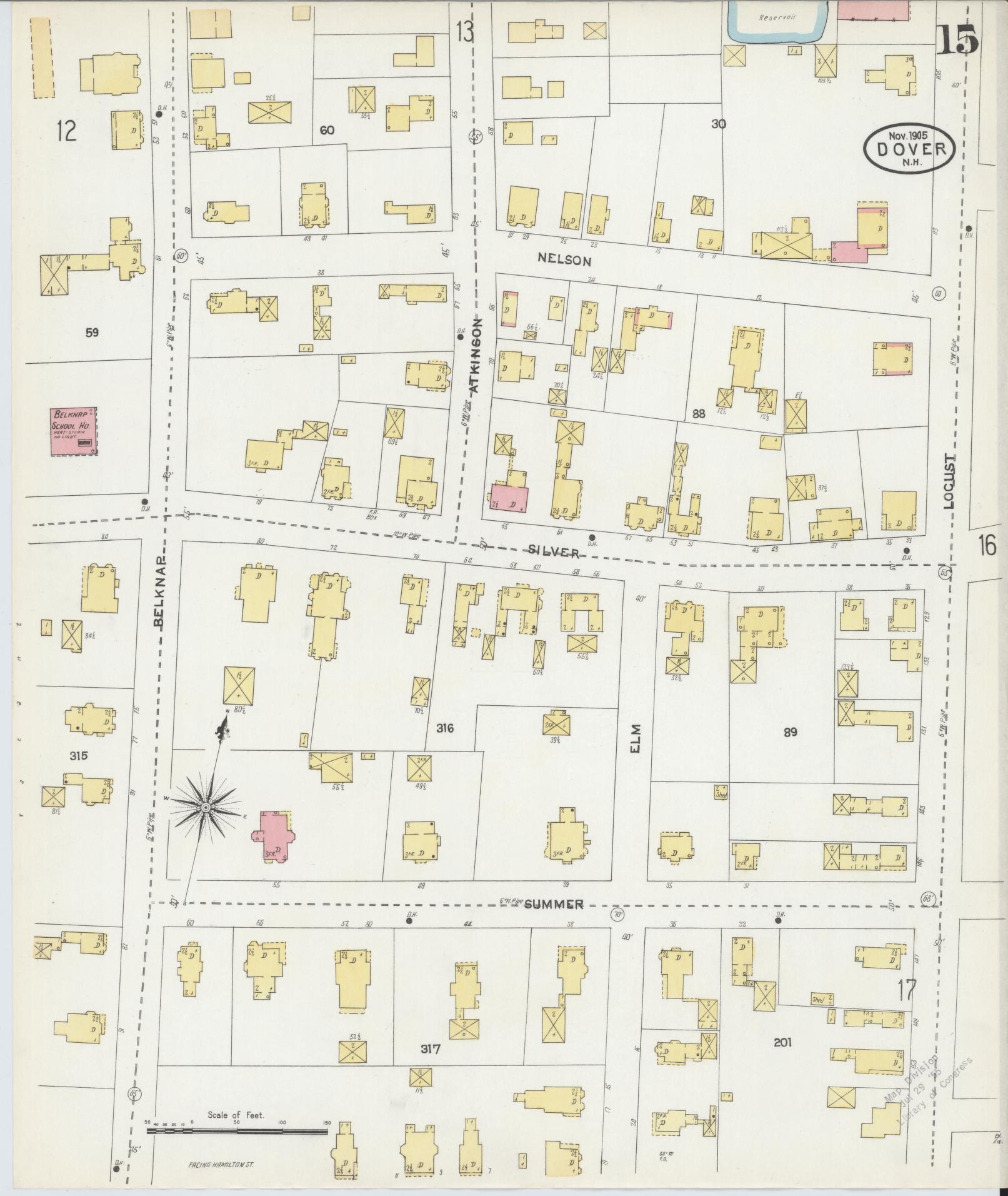 Sanborn Fire Insurance Map from Dover, Strafford County, New Hampshire (1905), Sheet #0015 - Complete Map Set gallery image, historic Sanborn map, vintage wall art, New Hampshire New Hampshire