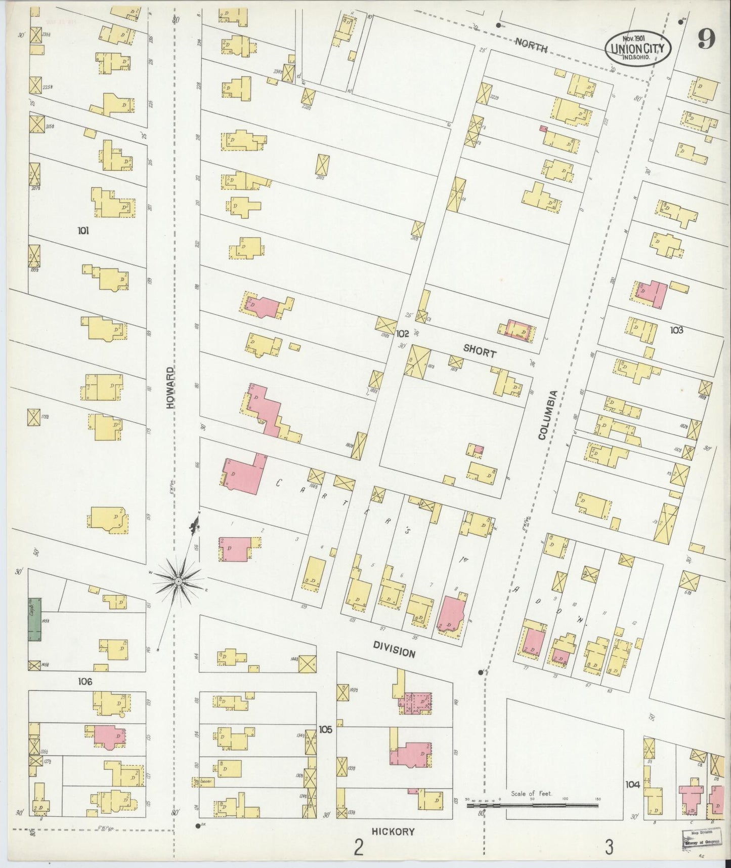 Sanborn Fire Insurance Map from Union City, Randolph County, Indiana (1901), Sheet #0009 - Complete Map Set gallery image, historic Sanborn map, vintage wall art, Indiana Indiana