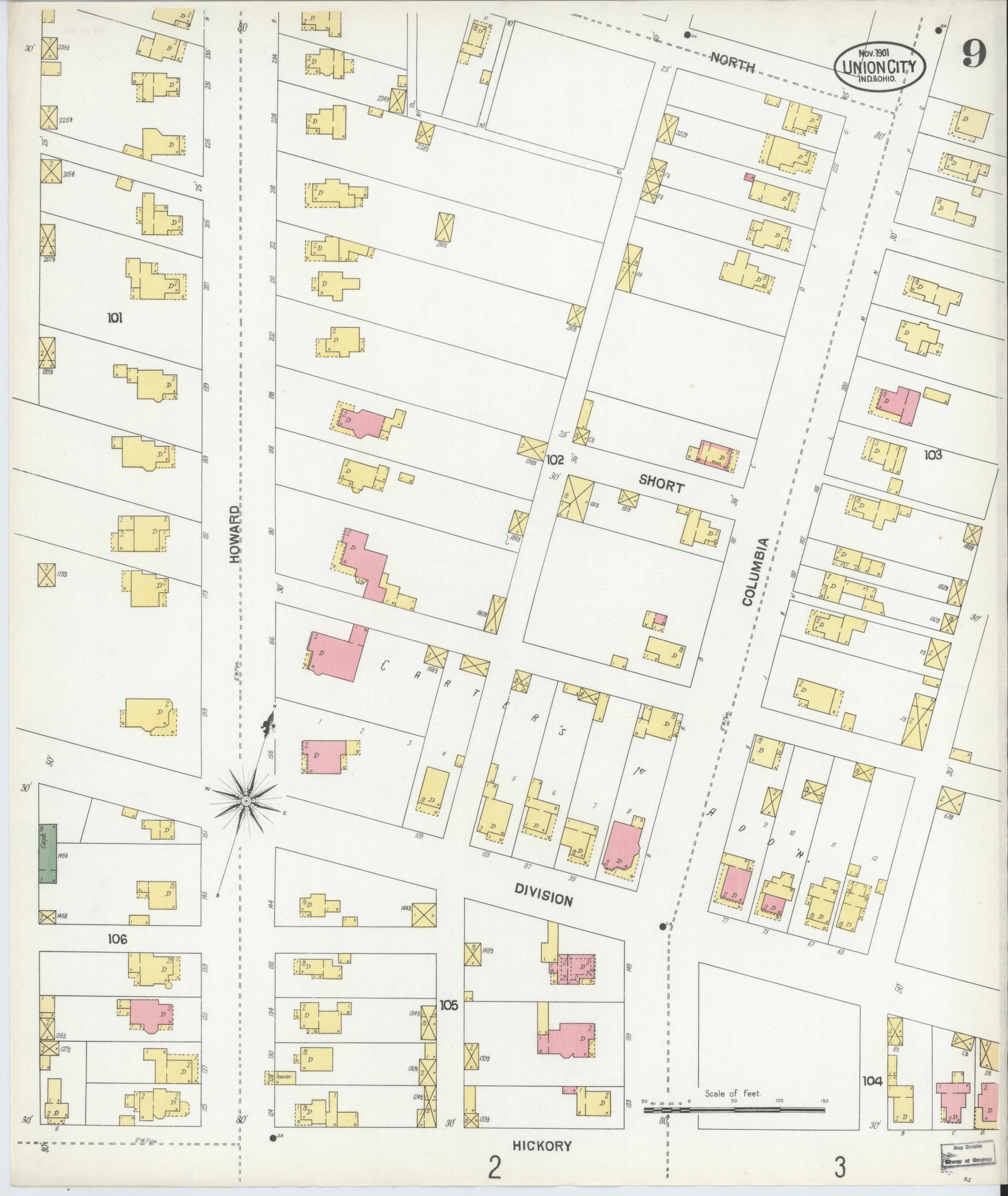 Sanborn Fire Insurance Map from Union City, Randolph County, Indiana (1901), Sheet #0009 - Complete Map Set gallery image, historic Sanborn map, vintage wall art, Indiana Indiana