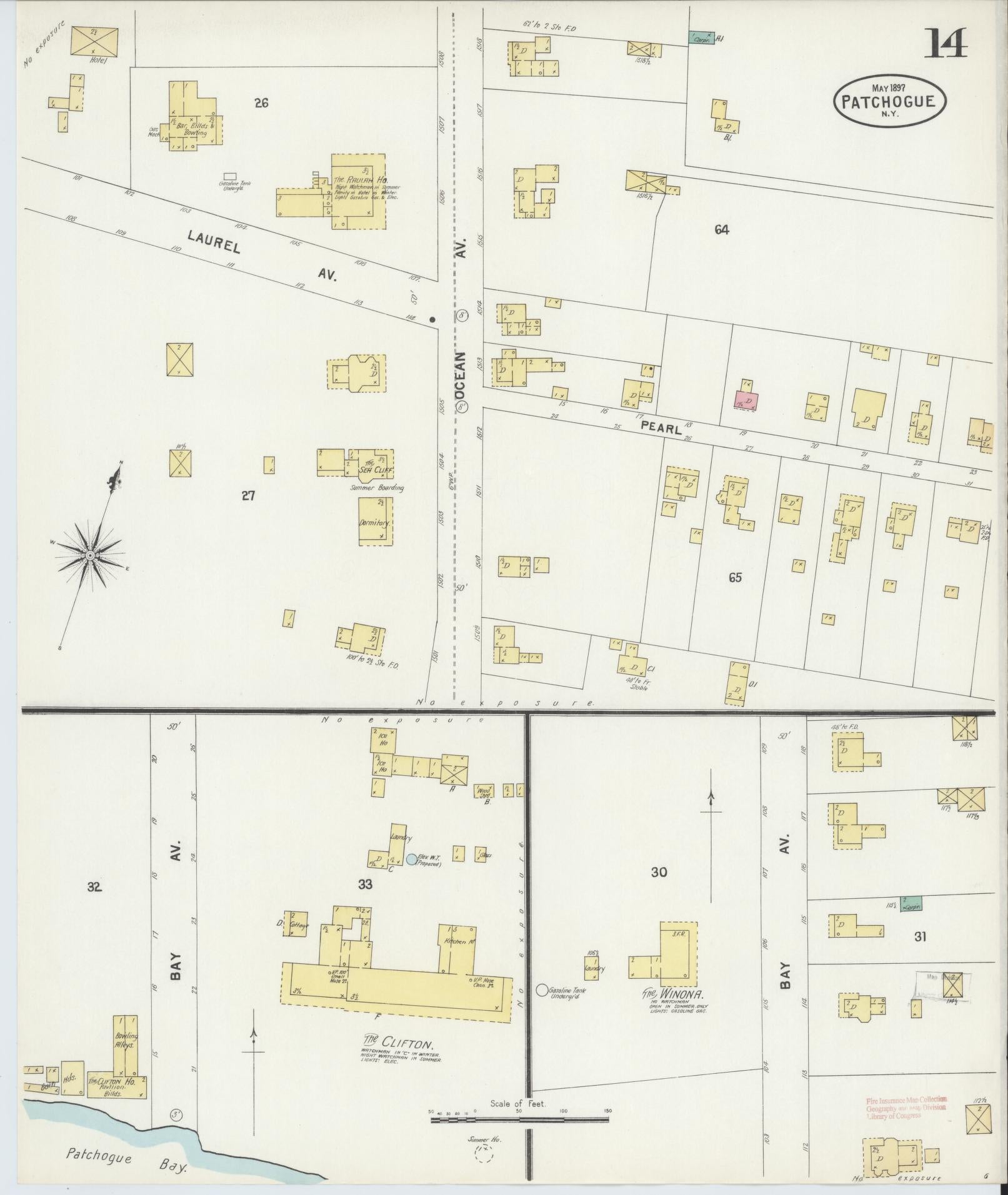 Sanborn Fire Insurance Map from Patchogue, Suffolk County, New York (1897), Sheet #0014 - Complete Map Set gallery image, historic Sanborn map, vintage wall art, New York New York