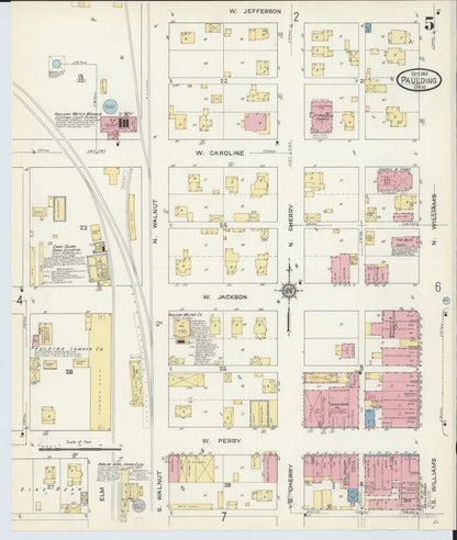 Sanborn Fire Insurance Map from Paulding, Paulding County, Ohio (1913), Sheet #0005 - Complete Map Set gallery image, historic Sanborn map, vintage wall art, Ohio Ohio