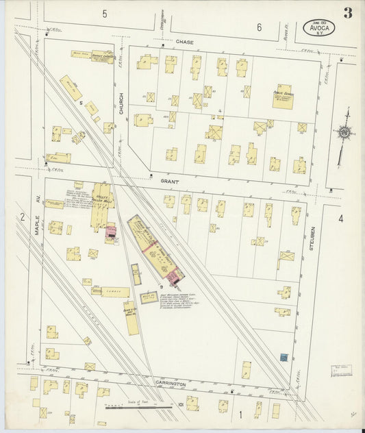Sanborn Fire Insurance Map from Avoca, Steuben County, New York (1913), Sheet #0003 - Historic Sanborn Fire Insurance Map Print, vintage old map wall art, antique decor, genealogy gift, New York New York map