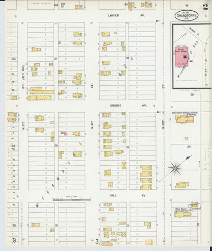 Sanborn Fire Insurance Map from Grand Forks, Grand Forks County, North Dakota (1901), Sheet #0002 - Complete Map Set gallery image, historic Sanborn map, vintage wall art, North Dakota North Dakota