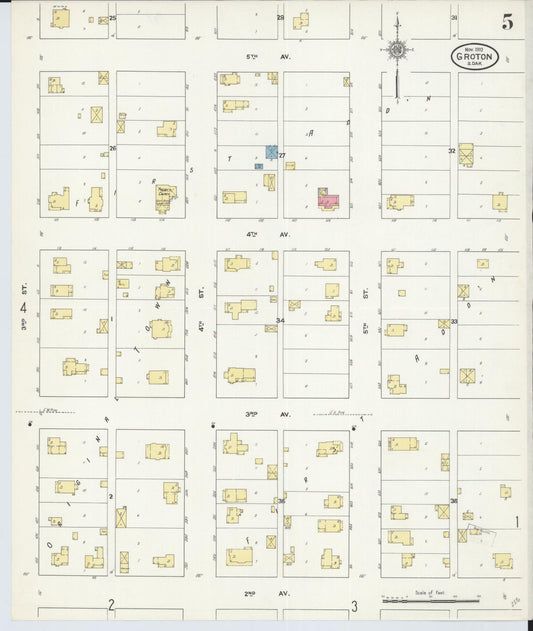 Sanborn Fire Insurance Map from Groton, Brown County, South Dakota (1910), Sheet #0005 - Historic Sanborn Fire Insurance Map Print, vintage old map wall art, antique decor, genealogy gift, South Dakota South Dakota map