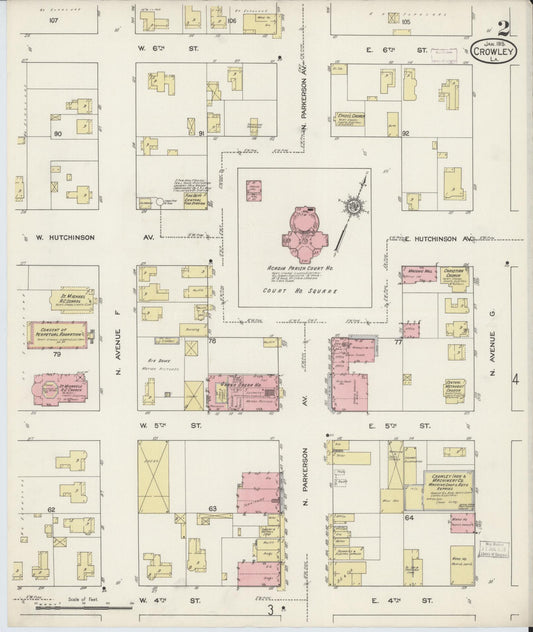 Sanborn Fire Insurance Map from Crowley, Acadia Parish, Louisiana (1915), Sheet #0002 - Historic Sanborn Fire Insurance Map Print, vintage old map wall art, antique decor, genealogy gift, Louisiana Louisiana map